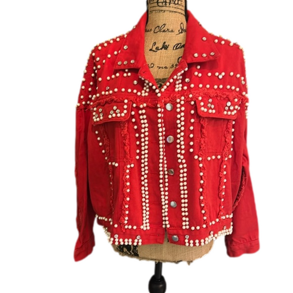 Jackets & Blazers - LTX Sportswear Red Jean Jacket NEW